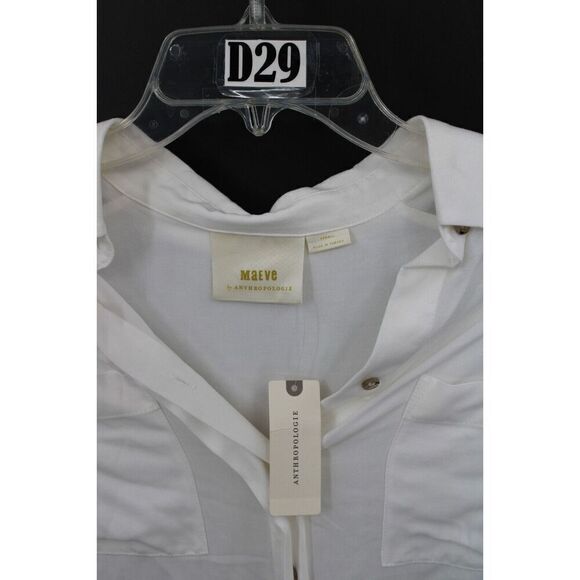 Maeve Anthropologie Tie Front Sandbridge Button Down Shirt Womens XS White NWT - Picture 11 of 13